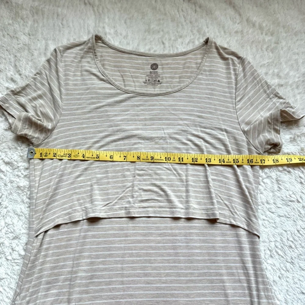 Kindred Bravely Eleanora Bamboo Maternity Nursing Dress M Oatmeal Stripe Beige - Picture 10 of 11